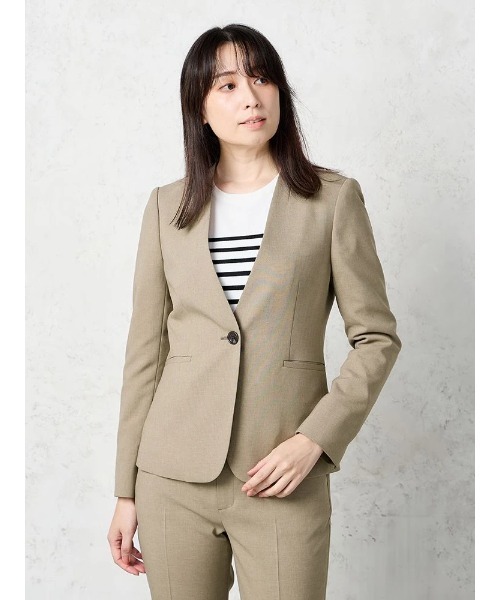 Theory ノーカラー　スーツ　カーキ Perfect Suit FActory（パーフェクト スーツ ファクトリー