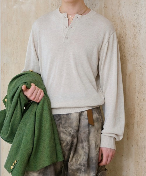 soerte セーター ニット Lame Blend Henley Neck Knit / ラメブレンド 