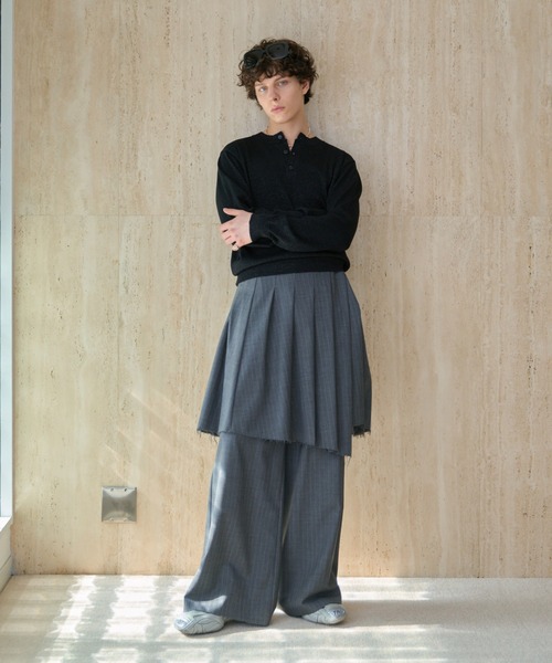 soerte ラメブレンドヘンリーネックニット soerte セーター ニット Lame Blend Henley Neck Knit / ラメブレンド