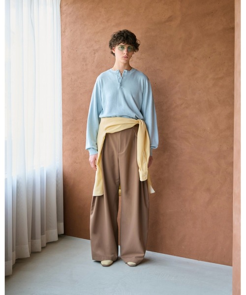 soerte ラメブレンドヘンリーネックニット soerte セーター ニット Lame Blend Henley Neck Knit / ラメブレンド