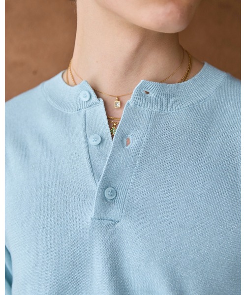 soerte セーター ニット Lame Blend Henley Neck Knit / ラメブレンド
