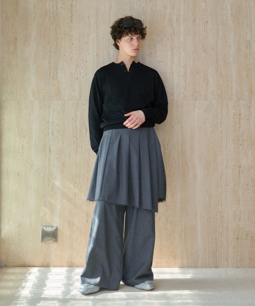 soerte セーター ニット Lame Blend Henley Neck Knit / ラメブレンド
