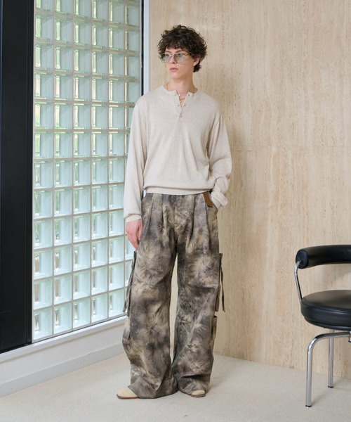 soerte セーター ニット Lame Blend Henley Neck Knit / ラメブレンド
