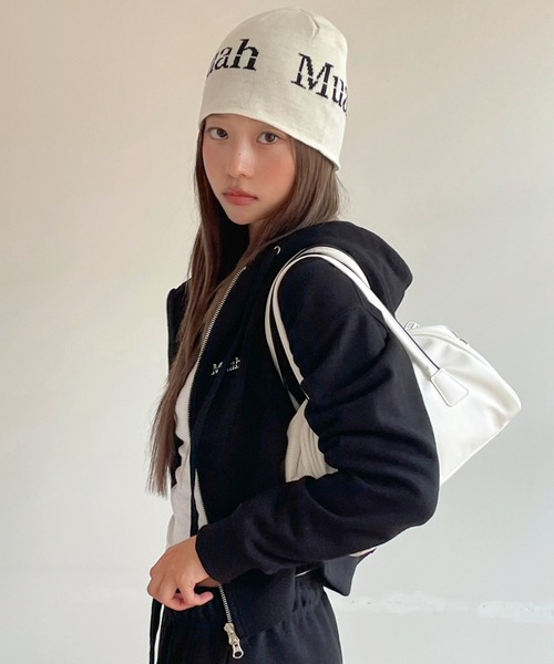 muahmuah」 ジップアップパーカー FREE ブラック レディース