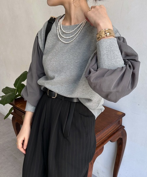 「DouDou」 スウェットカットソー FREE ブラック レディース_画像2