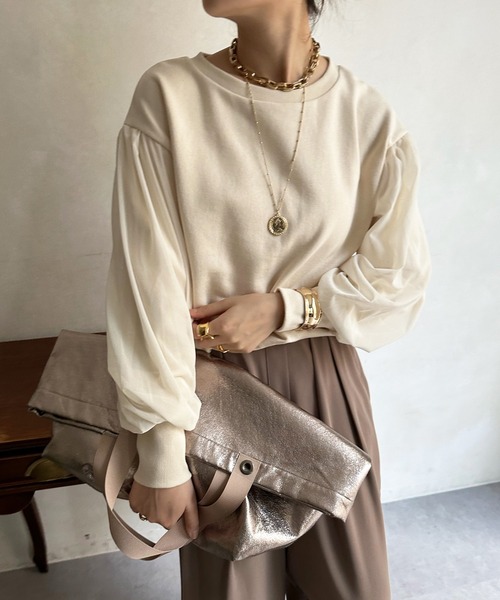 「DouDou」 スウェットカットソー FREE ブラック レディース_画像3