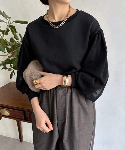 「DouDou」 スウェットカットソー FREE ブラック レディース_画像4