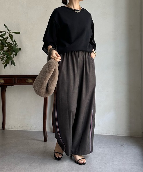 「DouDou」 スウェットカットソー FREE ブラック レディース_画像6