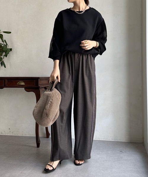 「DouDou」 スウェットカットソー FREE ブラック レディース_画像7