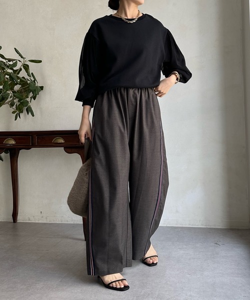 「DouDou」 スウェットカットソー FREE ブラック レディース_画像8