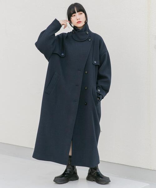KBF（ケービーエフ） ステンカラーコート 38 ネイビー レディース