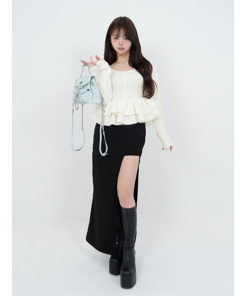 Darich ダーリッチ ペプラムビジューニットトップス ペプラムビジューニットトップス（ニット/セーター）｜Darich
