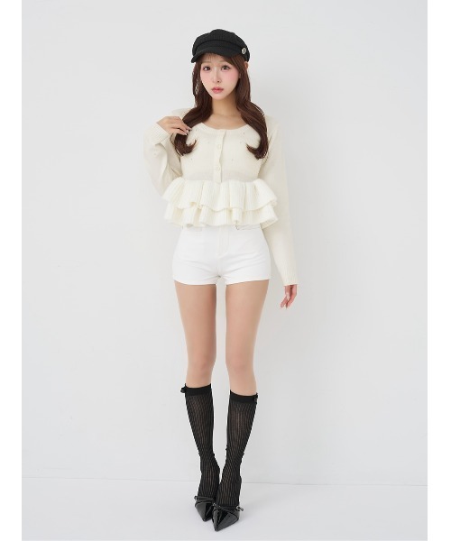 ダーリッチ darich ペプラムビジューニットトップス WHT 白 ホワイト Darich（ダーリッチ） ニット セーター ペプラムビジューニット