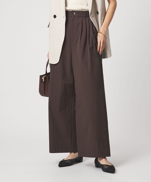 ワイドパンツ パンツ 「size SHORTあり」グロッシー ワイド パンツ レディースの画像