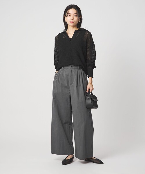 ワイドパンツ パンツ 「size SHORTあり」グロッシー ワイド パンツ レディースの画像