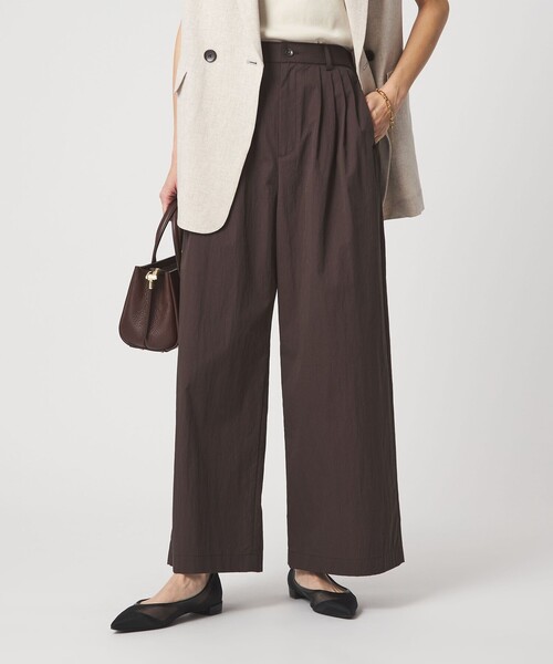 ワイドパンツ パンツ 「size SHORTあり」グロッシー ワイド パンツ レディースの画像