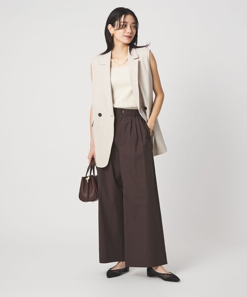 ワイドパンツ パンツ 「size SHORTあり」グロッシー ワイド パンツ レディースの画像