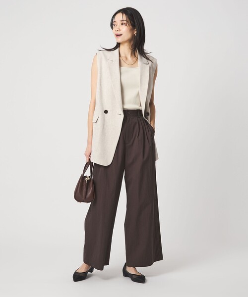 ワイドパンツ パンツ 「size SHORTあり」グロッシー ワイド パンツ レディースの画像