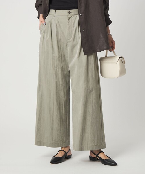ワイドパンツ パンツ 「size SHORTあり」グロッシー ワイド パンツ レディースの画像