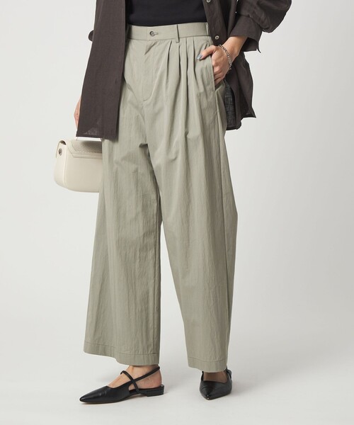 ワイドパンツ パンツ 「size SHORTあり」グロッシー ワイド パンツ レディースの画像