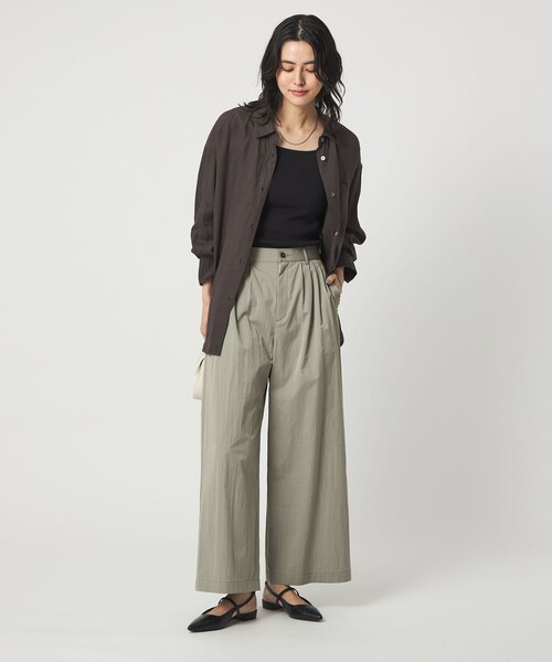 ワイドパンツ パンツ 「size SHORTあり」グロッシー ワイド パンツ レディースの画像