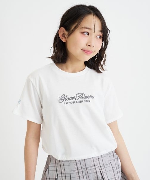 PINK-latte（ピンクラテ） tシャツ 裾ドロストりぼんタック半袖Tシャツ