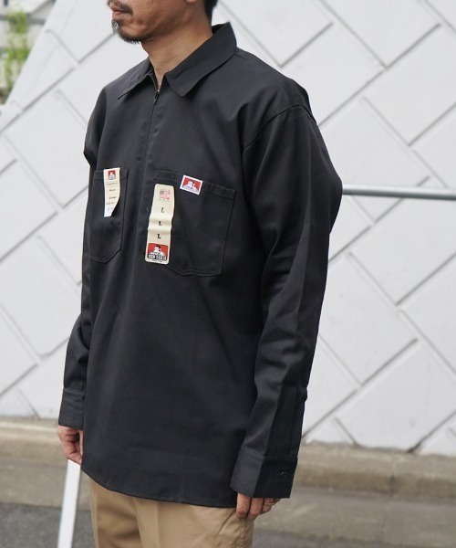BEN DAVIS（ベンデイビス） シャツ HALF ZIP LONG SLEEVE BLACK メンズ