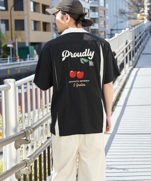 NO NEED（ノーニード） シャツ 半袖 チェリーボーリングシャツ メンズ