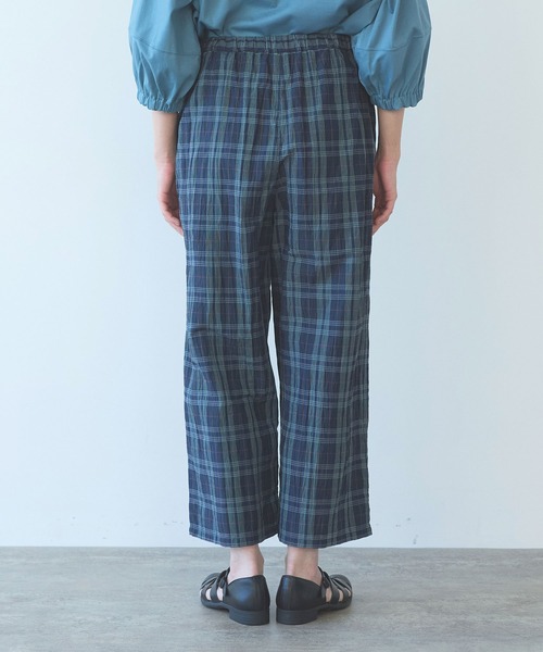 yuni ワイドパンツ パンツ L/C/Pe washer check gum tuck pants