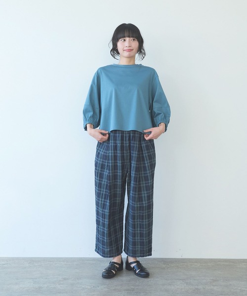yuni ワイドパンツ パンツ L/C/Pe washer check gum tuck pants