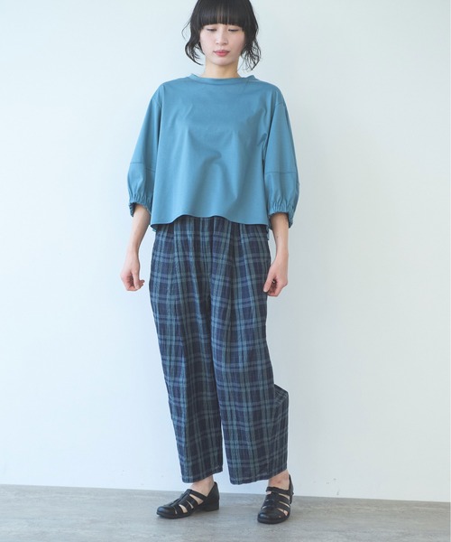 yuni ワイドパンツ パンツ L/C/Pe washer check gum tuck pants