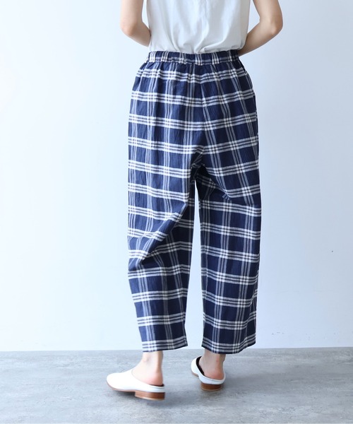 yuni ワイドパンツ パンツ L/C/Pe washer check gum tuck pants