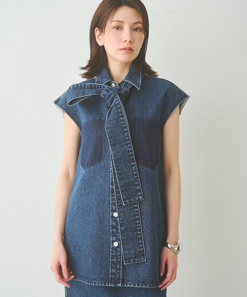 ウィムガゼット 25SS DENIMドルマンシャツ ブラウス 五分袖 F 青
