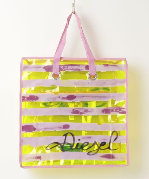 DIESEL（ディーゼル） ボーダー柄トートバッグ - ピンク レディース 