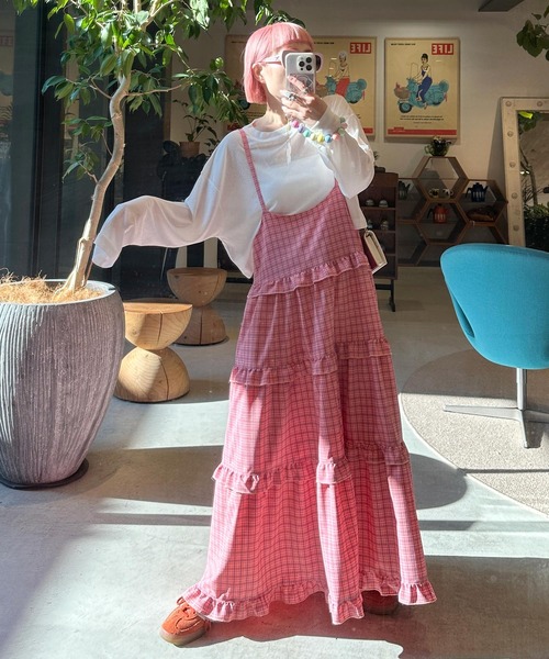 「Alley by w closet」 長袖カットソー FREE ライム レディース_画像8