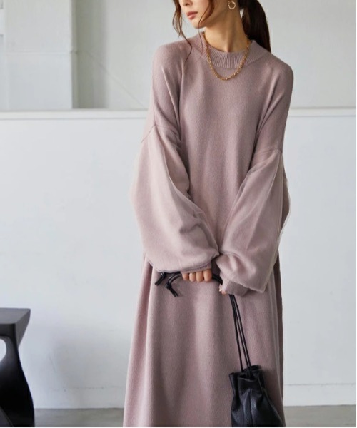「and it_」 長袖ワンピース M-L ピンクベージュ レディース_画像2