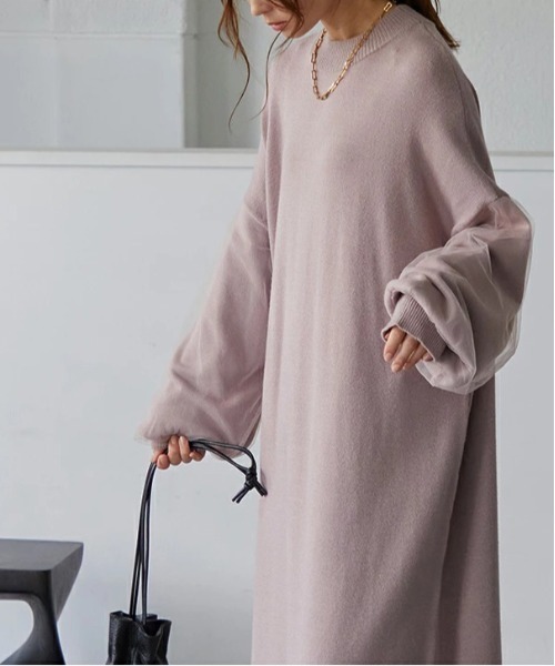 「and it_」 長袖ワンピース M-L ピンクベージュ レディース_画像3