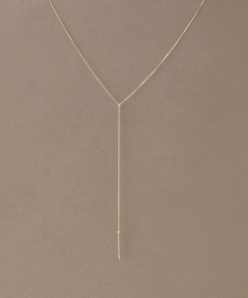 ネックレス 入学式 「K10」Y字バーロングネックレス/金属アレルギー対応/ニッケルフリー レディースの画像