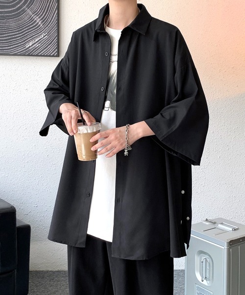 シャツ レディース ホワイト 襟ポイント アクセント スリーブ トップス ランタンスリーブ ドルマンスリーブ ゴールドボタン オーバーサイズ エレガント セール】オーガンジーランタンスリーブトップス（Tシャツ