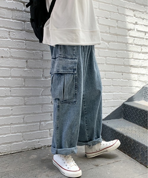 (古着)90s ワイドデニム　パンツ cityboy ストリート 古着)90s ワイドストレートデニム パンツ cityboy