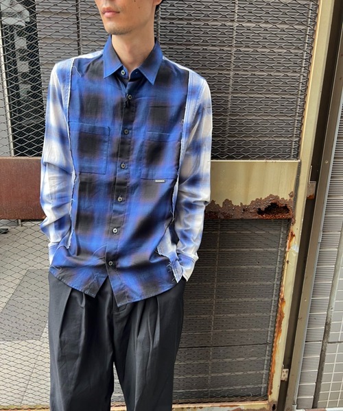 シャツ ブラウス メンズ TWILL OMBRE CHECK SHIRT BASIC｜zozo｜05