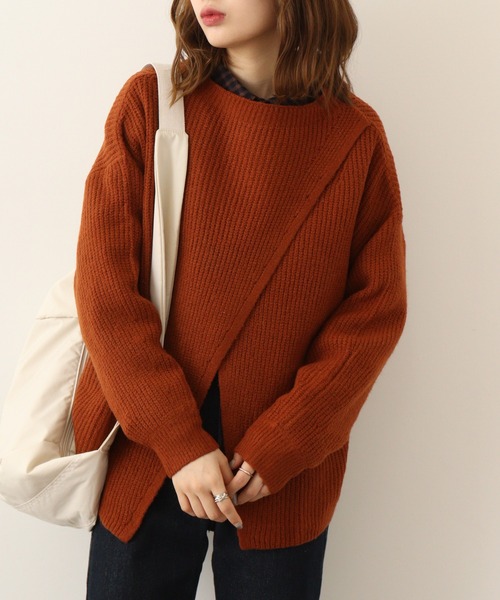 ニット セーター atONE 2Wayクロスアシメセーター レディース atONE ニット セーター 2Wayクロスアシメセーター レディース