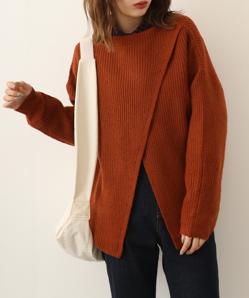 atONE ニット セーター 2Wayクロスアシメセーター レディース