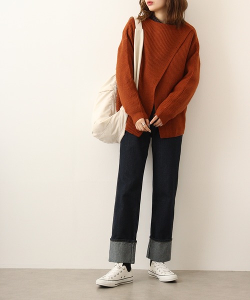 atONE ニット セーター 2Wayクロスアシメセーター レディース
