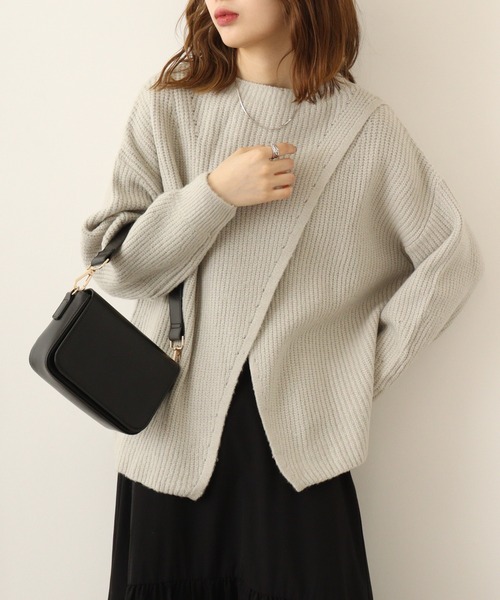 atONE ニット セーター 2Wayクロスアシメセーター レディース