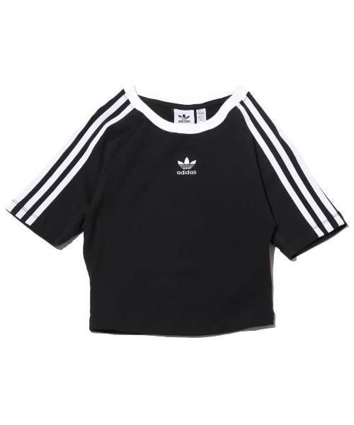 【即日発送】adidas ショート丈Tシャツ M ブラック adidas（アディダス）の「adidas/アディダス 無地/ショート丈