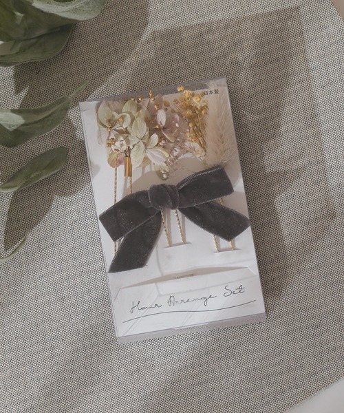 Kana ドライフラワー ベロアリボン ヘアアレンジ 結婚式 パーティ