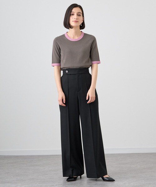 ANAYI パンツ 裏起毛ピンタックワイドパンツ レディース : ZOZOTOWN 