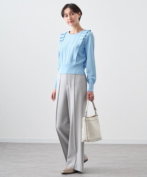 ANAYI パンツ 裏起毛ピンタックワイドパンツ レディース : ZOZOTOWN 