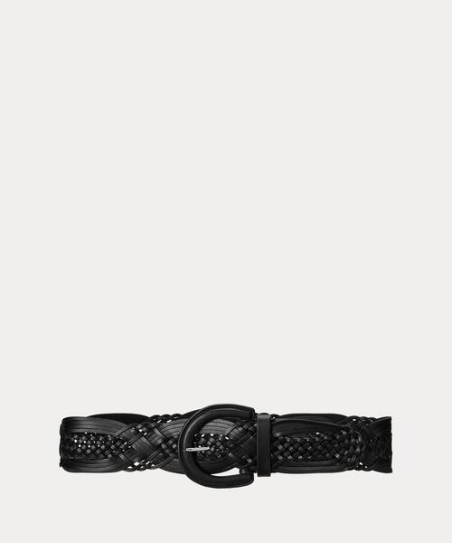 LAUREN RALPH ベルト ブレーデッド レザー ワイド レディース